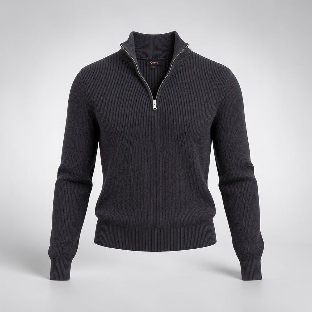 Quince Organic Cotton Quarter Zip Sweater Men's Large Charcoal Gray Pullover